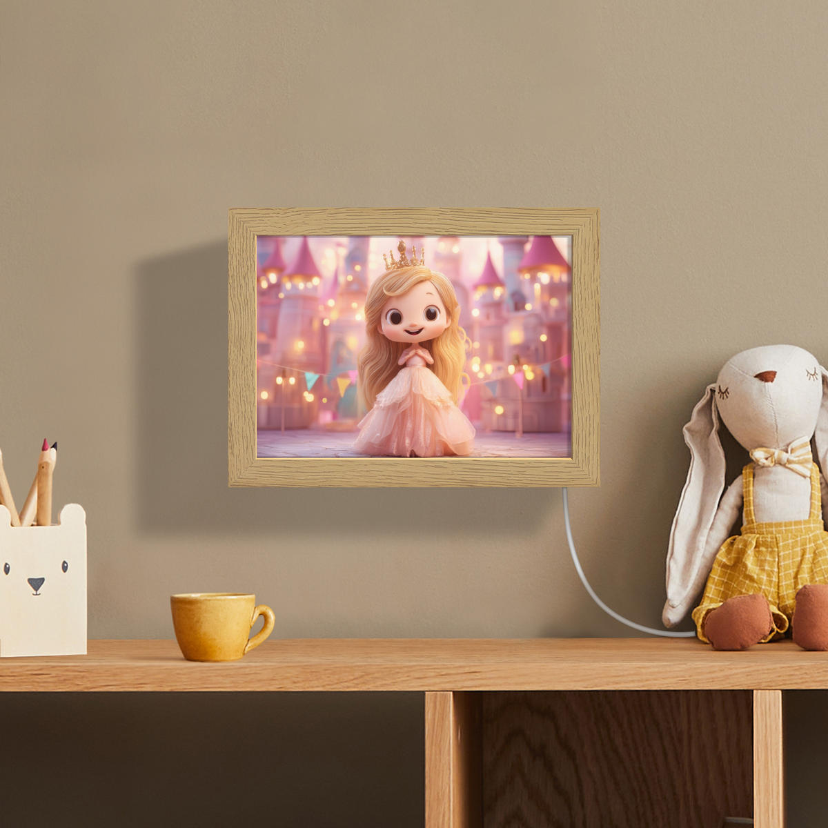 NÁSTĚNNÁ LAMPA Princezna - Růžová - Zámek 20x15 cm - růžová, kompozitní dřevo (20/15/8cm) - OnlyWow