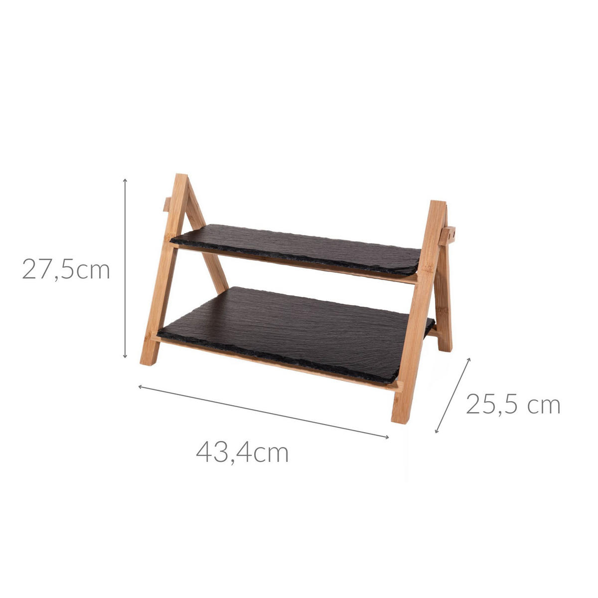 SERVIERTABLETT 2 Ebenen Anthrazitfarben 43,4/25,5/27,5 cm - Anthrazit, Stein (27.5cm) - Kesper