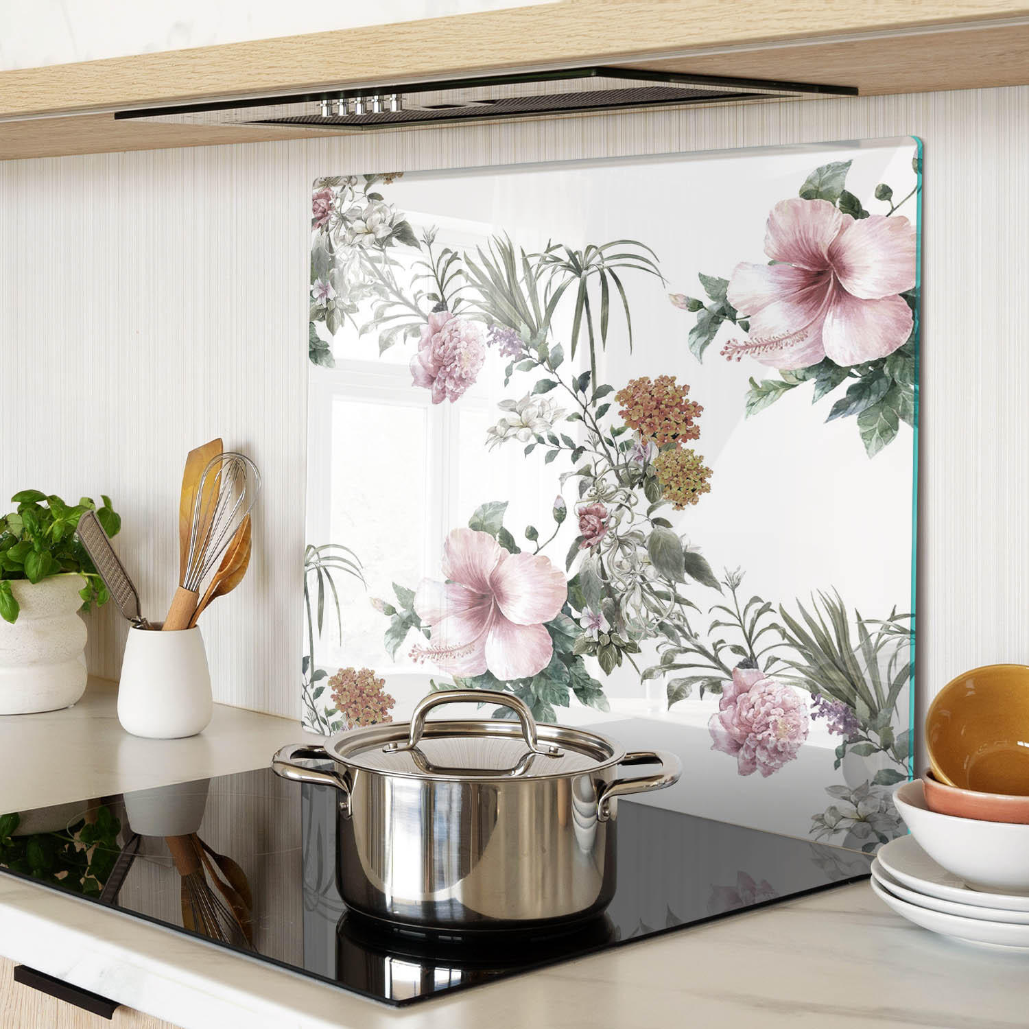 GLASPLATTE 60x52 cm Blumenmuster - Multicolor, Glas (60/0.4/52cm) - TULUP