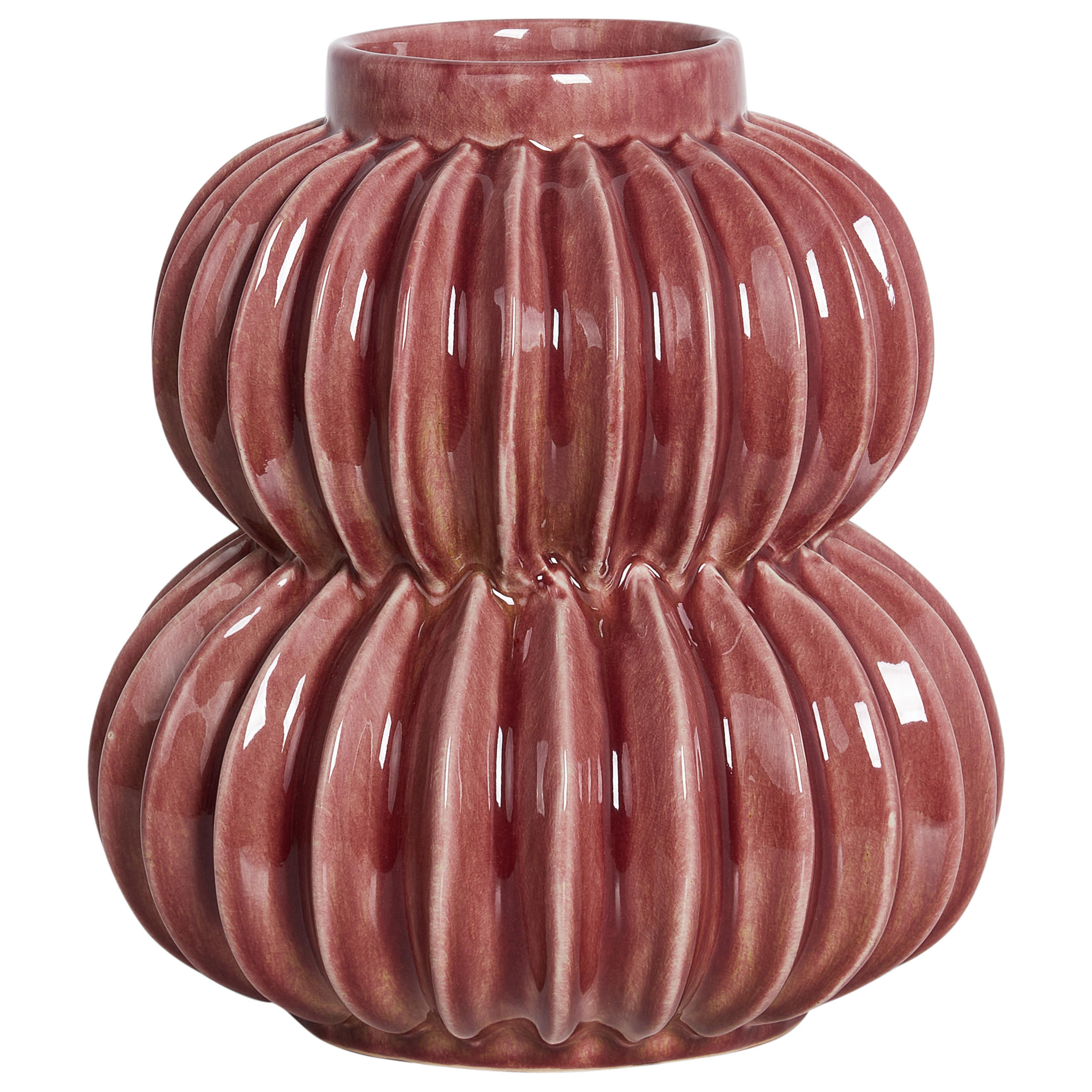 BLUMENVASE Steinzeug rot Watermoss - Rot, Keramik (28cm) - Beliani