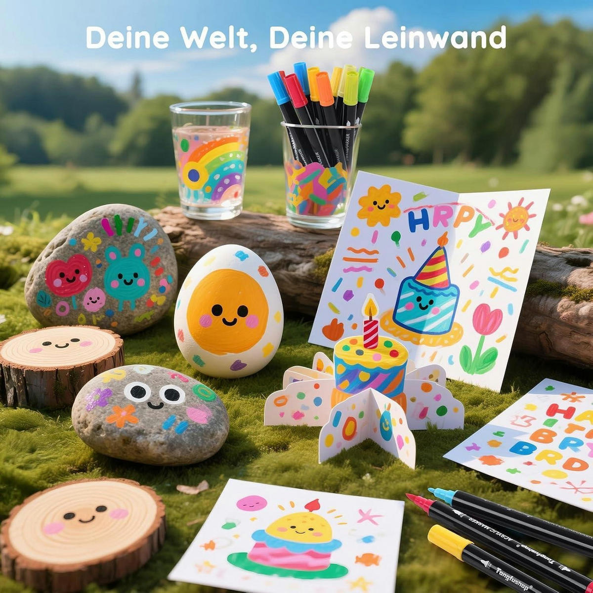 ACRYLSTIFTE Set 120 Farben Doppelspitze - Multicolor, Kunststoff (10/10/15cm)