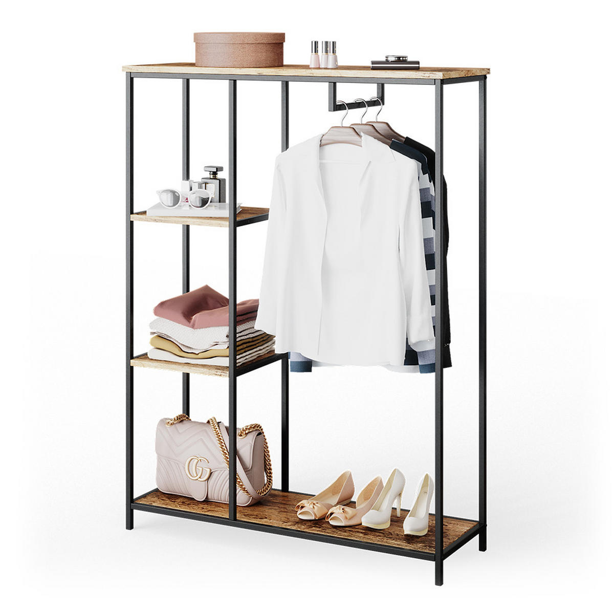 KLEIDERSCHRANK Fyrk Eiche rustikal 90 x 120 cm - Wildeiche/Braun, Holzwerkstoff (90/120/30cm) - Vicco