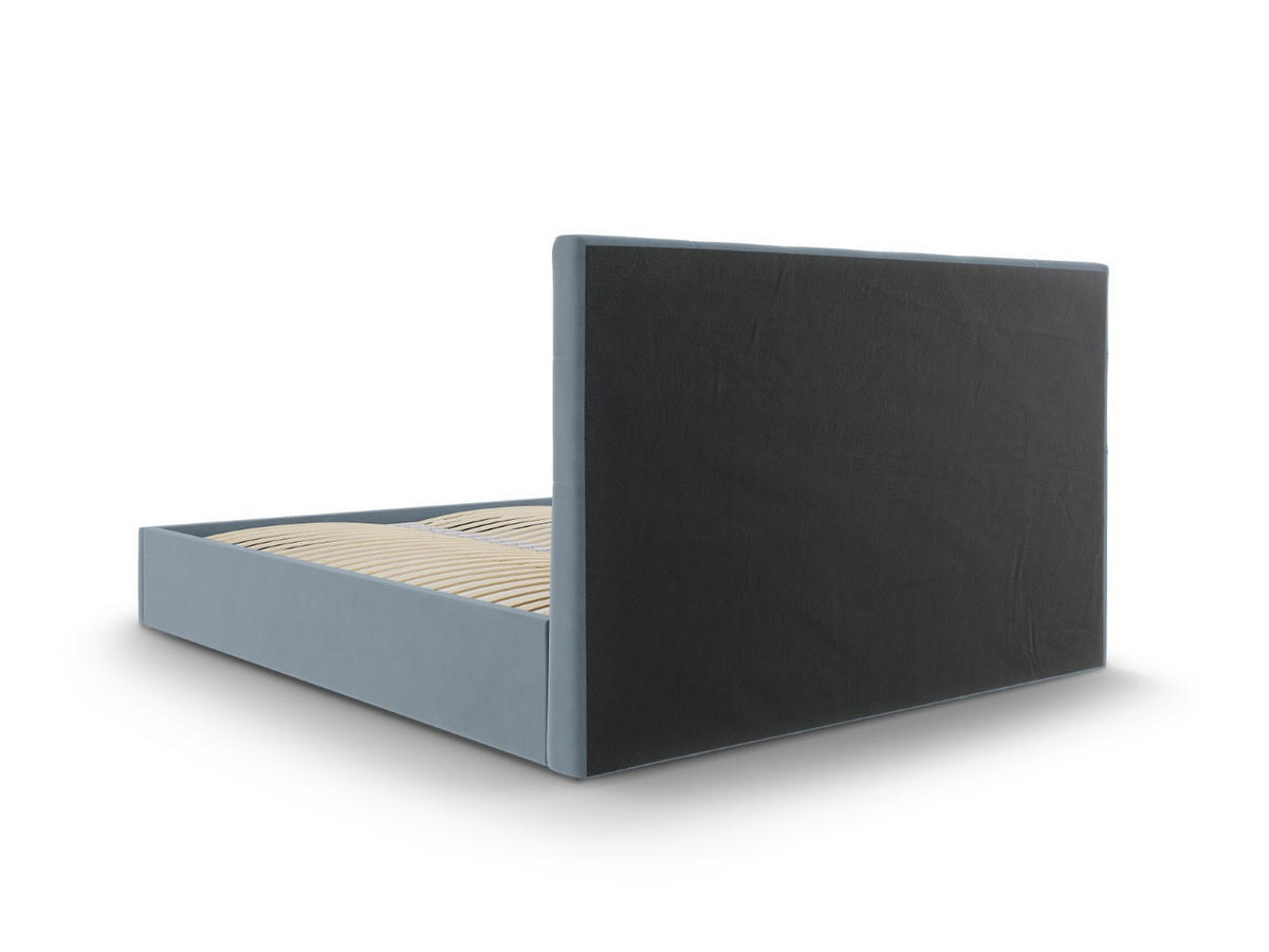 BETT mit Bettkasten und Kopfteil Phaedra aus Samt blau 140x200cm - Hellblau, Textil (140/200cm) - Micadoni