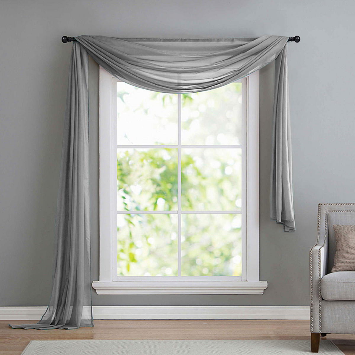 QUERBEHANG 1ER SET HxB 140x600 Grau - Grau, Textil (140/600cm) - Gardinenbox