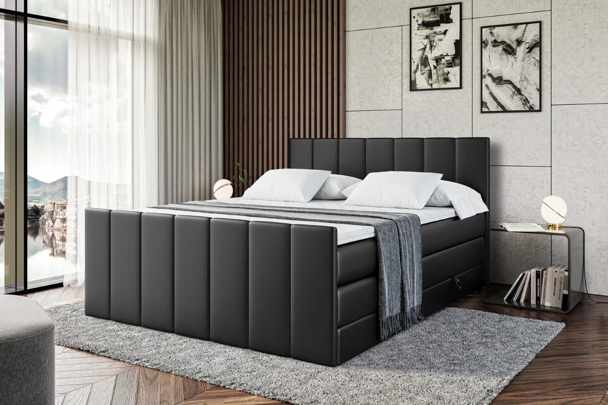 BOXSPRINGBETT MOETI-Z KING - 160x200 - H3/H4 - Schwarz Hochglanz - Schwarz Hochglanz, Holzwerkstoff (160/200cm) - ALTDECOR