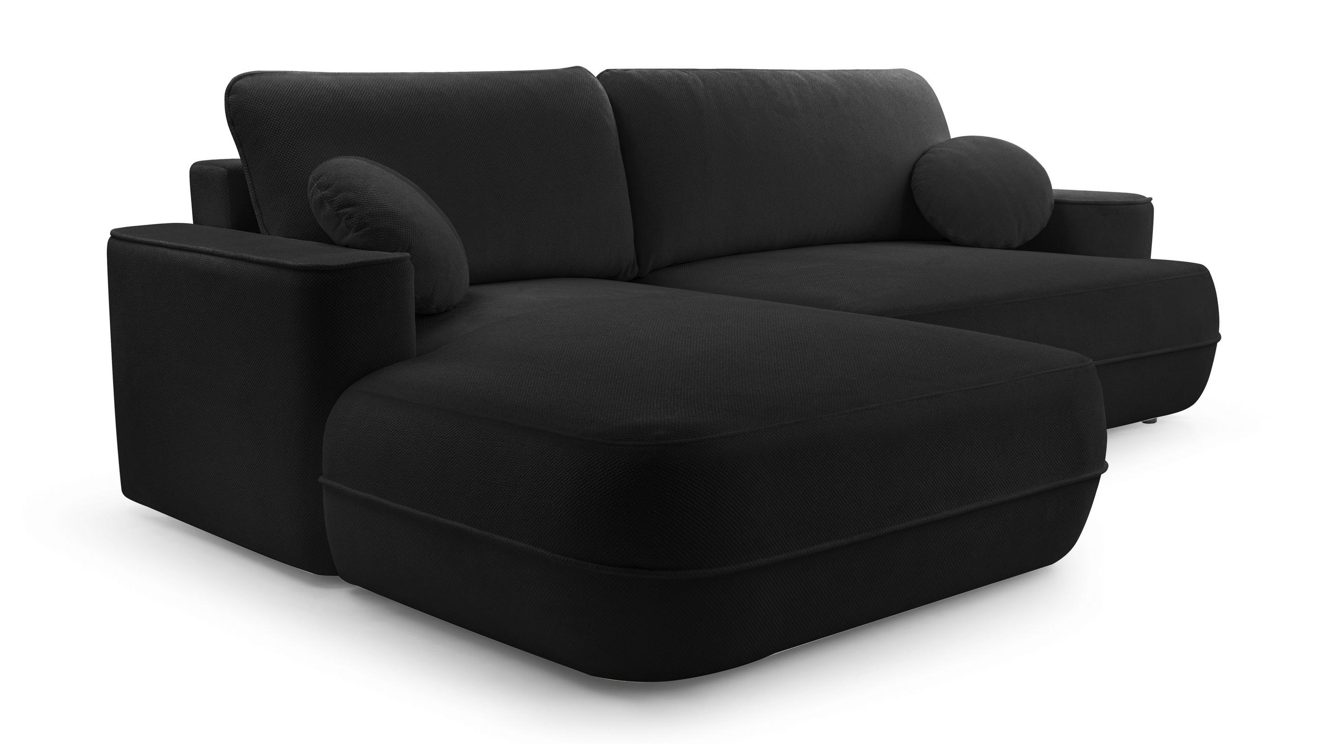 ECKCOUCH L Form Peoni Schwarz 267/168/87 cm mit Schlaffunktion L - Schwarz, Kunststoff/Textil (168/267cm) - AX Living