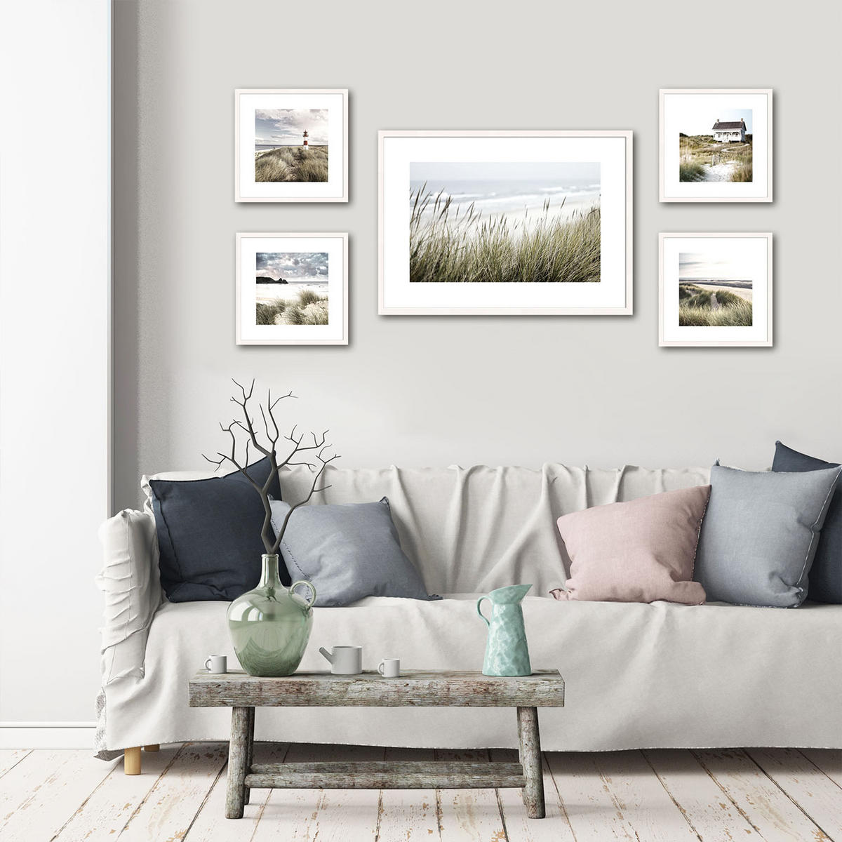 POSTER mit Rahmen 70x50 cm Dünengras Natur - Beige, Holz (71/51cm) - artissimo