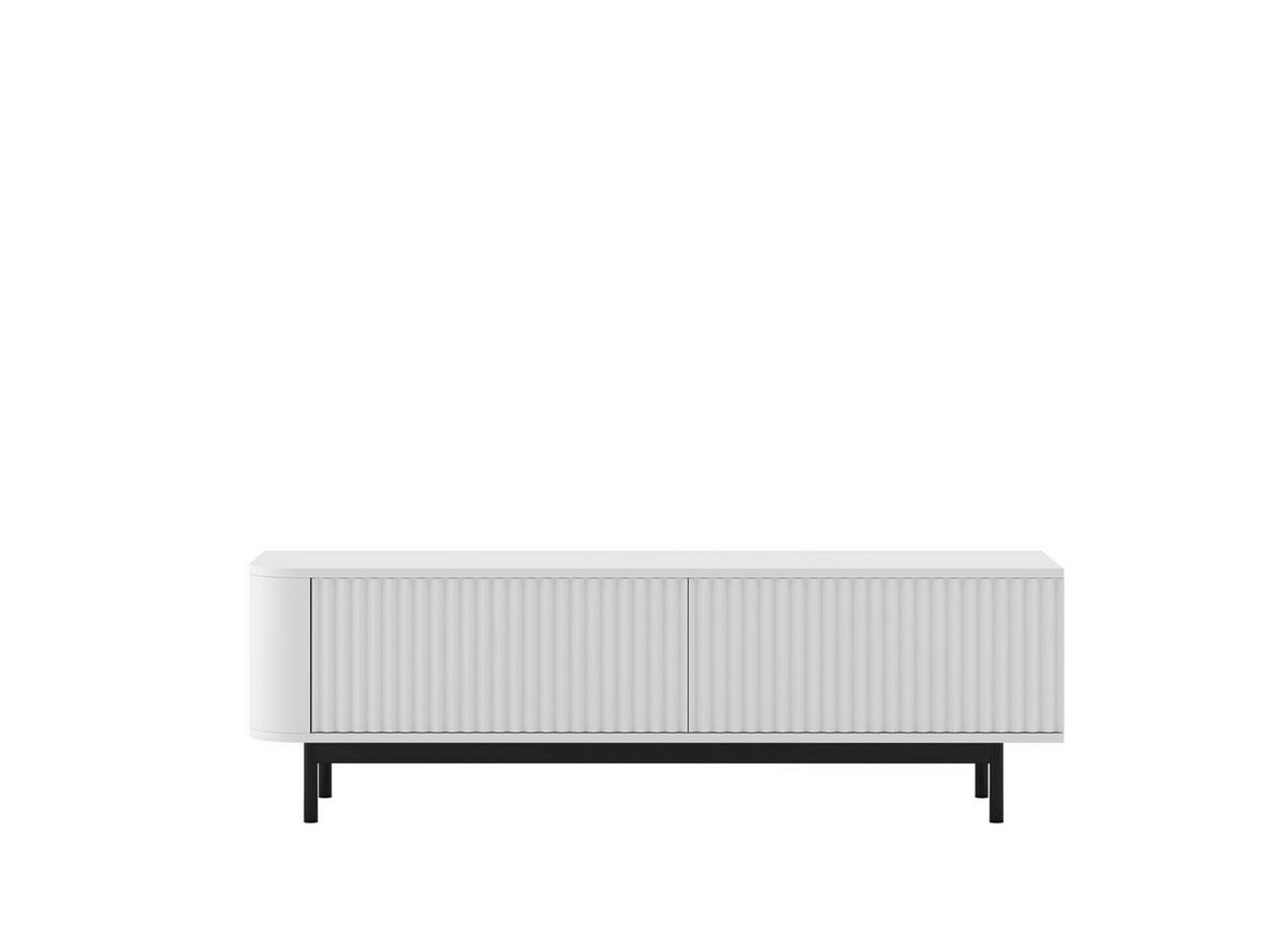 TV komoda Aurora matná biela 140 cm s kovovým rámom - čierna/biela, kov/kompozitné drevo (140/44/35cm) - Meble Lindner