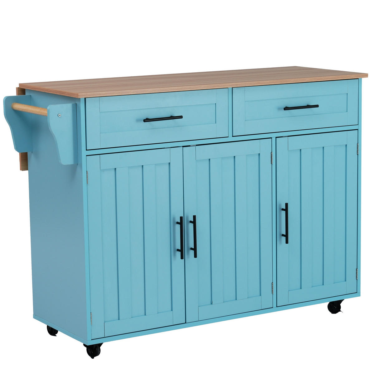 SPEISEWAGEN mit Klappplatte 129 x 71 x 91,5 cm MDF Blau - Blau, Holz (46/91.5/120cm) - Beauniv