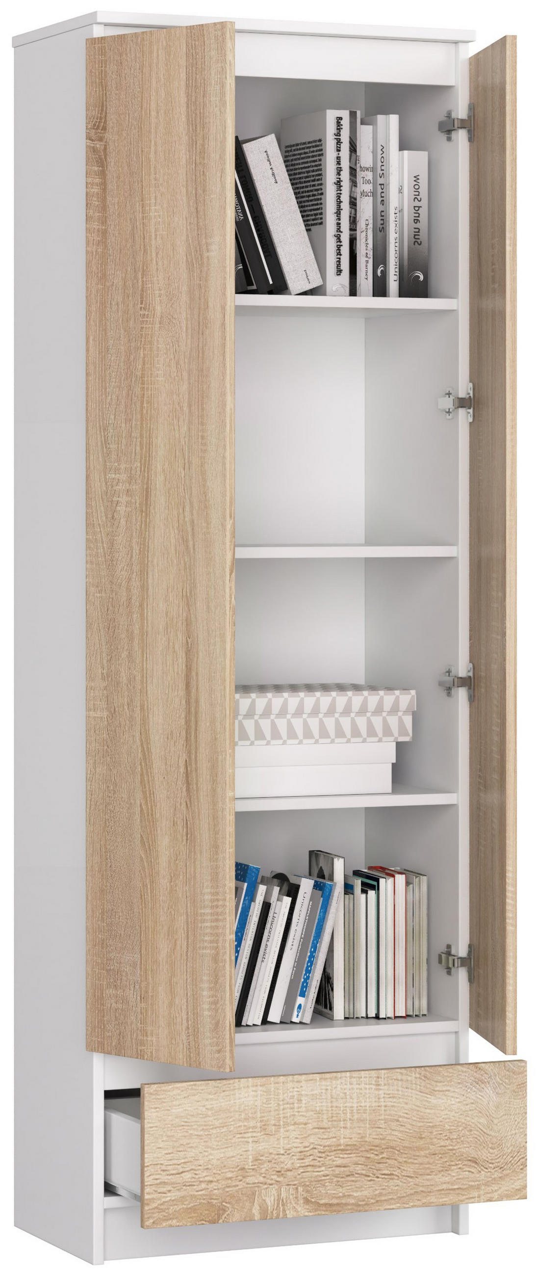 MEHRZWECKSCHRANK Weiß, Sonoma Eiche 60x180x35 cm - Weiß/Sonoma Eiche, Holzwerkstoff (60/180/35cm) - Akord