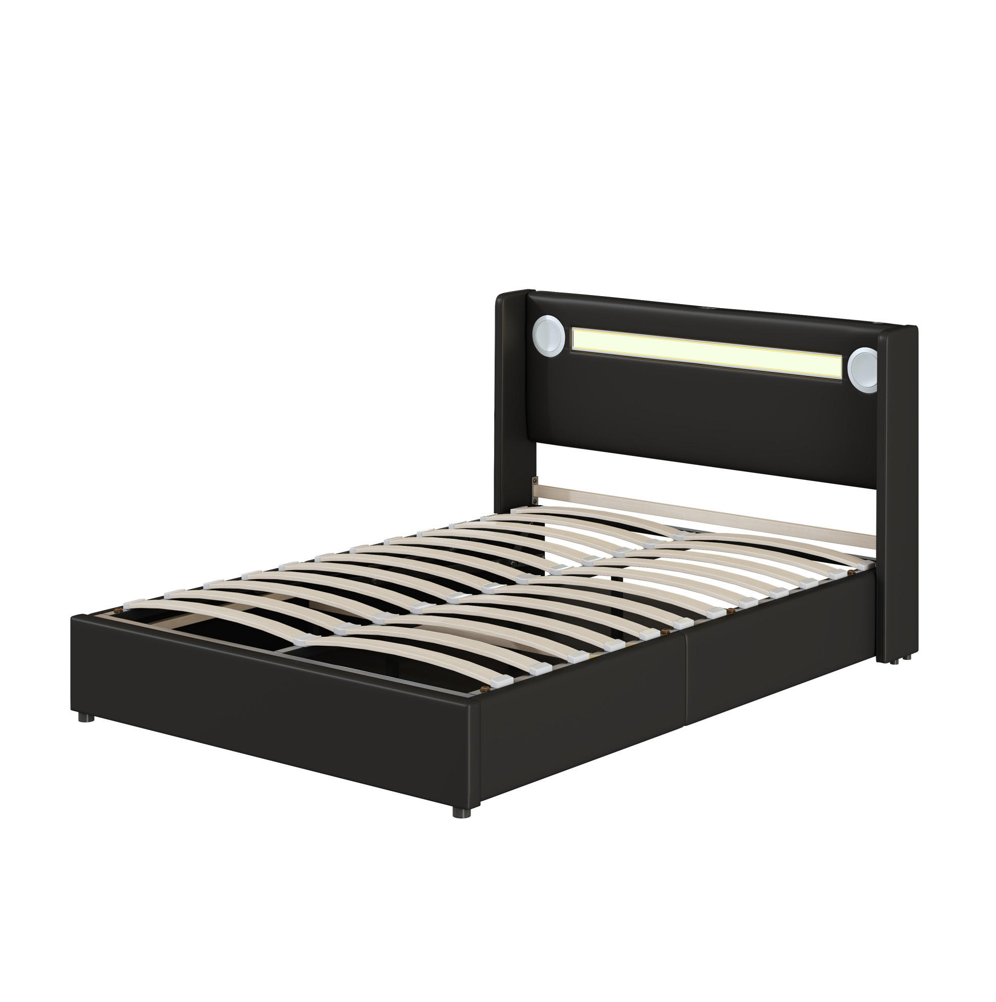 POLSTERBETT 140/200 cm Schwarz aus PU-Leder mit Stauraum - Schwarz, Kunststoff (140/200cm) - OKMYHOME