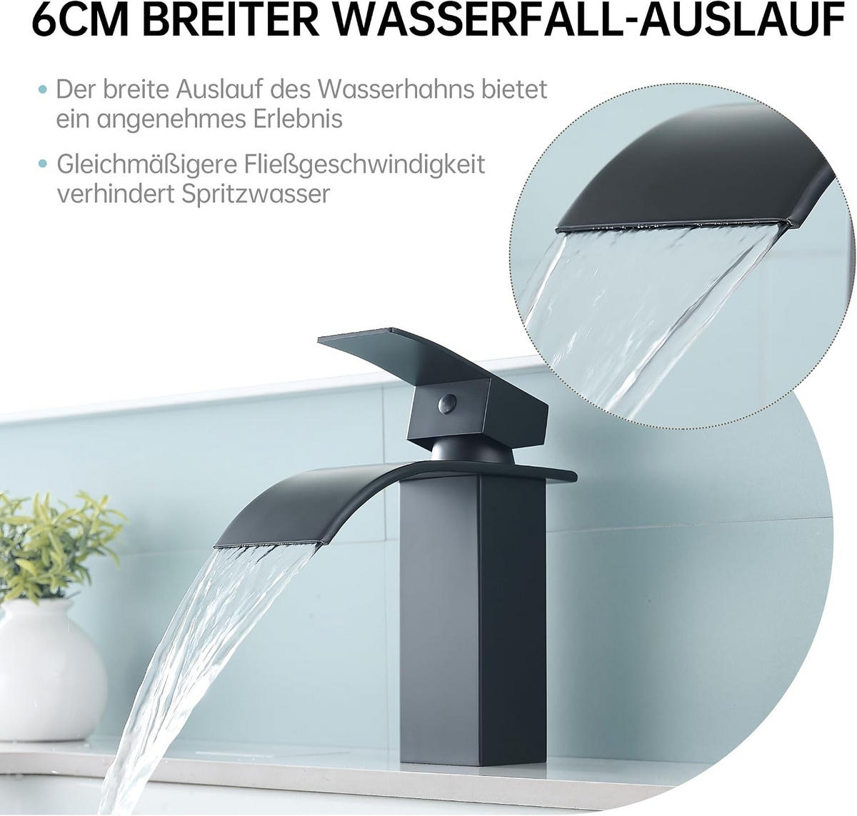 BADEZIMMERARMATUR 18 x 15 cm, schwarz - Schwarz, Metall (25/10/20cm) - Vallsero