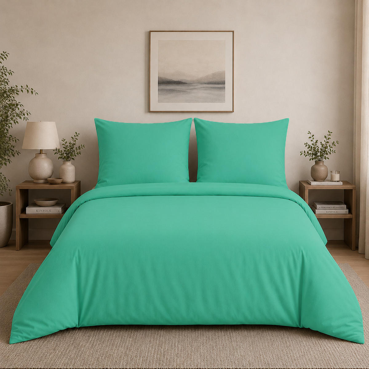 BETTWÄSCHE 3-teilig 200/200 cm UNI TURKISGRUN - Smaragdgrün, Textil (200/200cm) - ROLFNERS