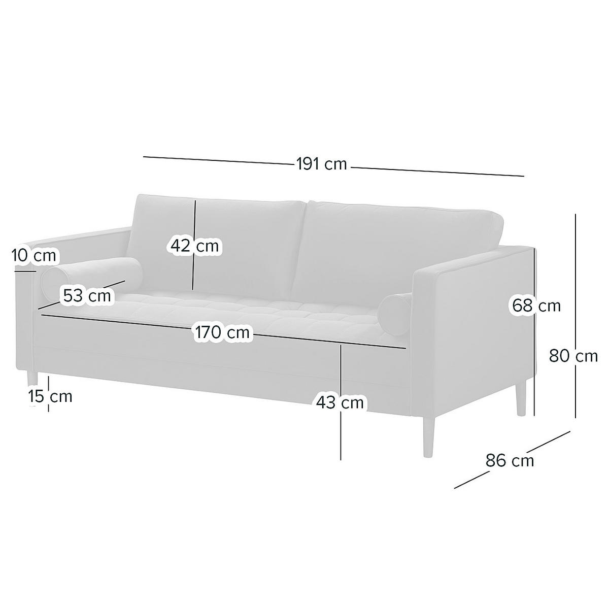 3-SITZER SOFA - Samt - Anthrazit, Textil (191/80/86cm) - home24
