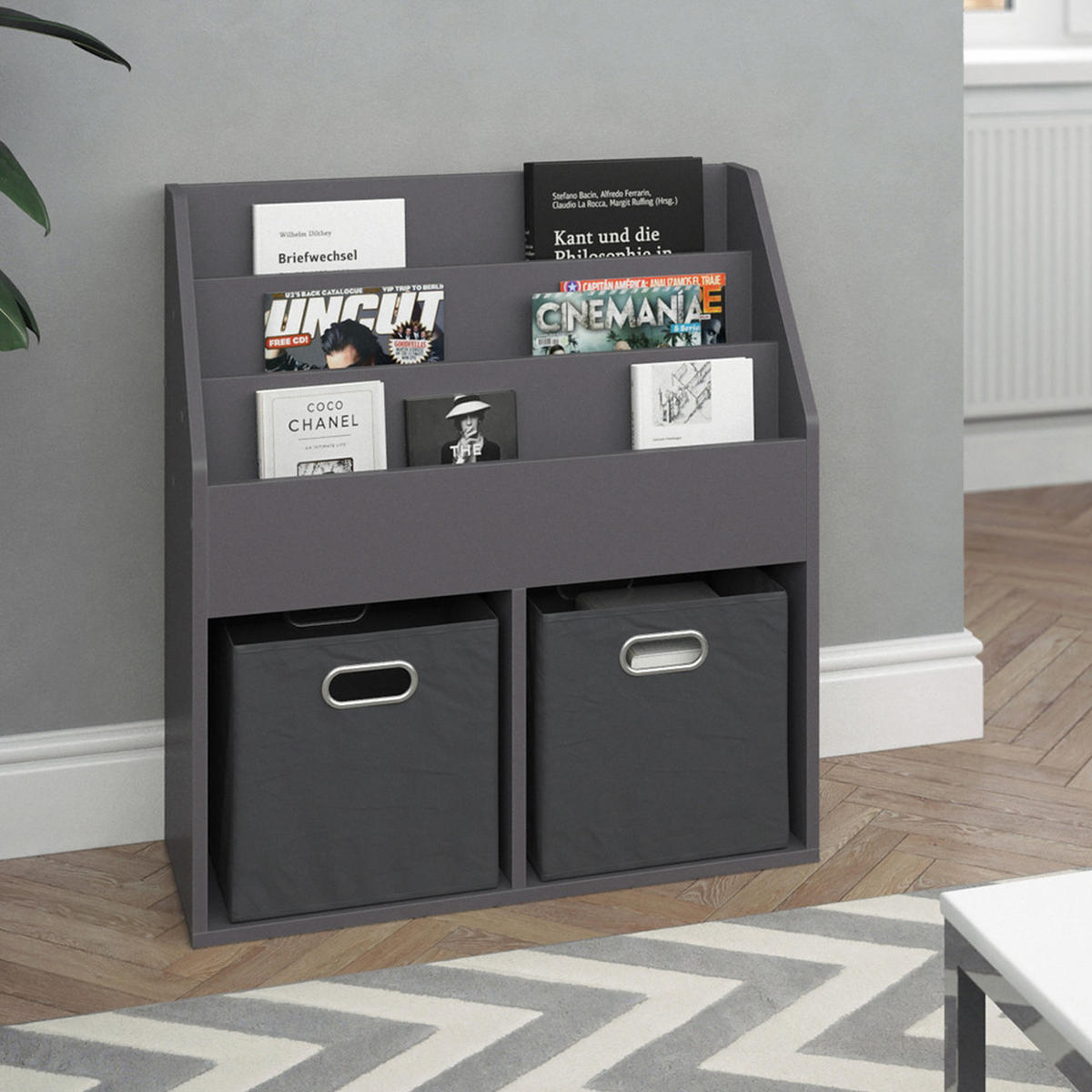 KINDERREGAL Luigi Grau 72 x 79 cm mit 2 Faltboxen opt.1 - Grau, Holzwerkstoff (72/79/30.7cm) - Vicco