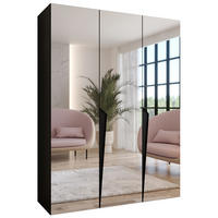 DREHTÜRENSCHRANK 202/150/52 3-türig - Schwarz, Holz/Metall (150/202/52cm) - Abiks Möbel