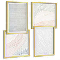 BILDER SET 4er Set - 50x50 cm & 40x60 cm Goldrahmen - Leuchtende Strukturen, Sandmuster - Goldfarben, Kunststoff (50/50cm) - TULUP