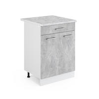 UNTERSCHRANK R-Line Beton 60 cm mit Schubladen - Schieferfarben/Weiß, Holzwerkstoff (60/81.6/60cm) - Vicco