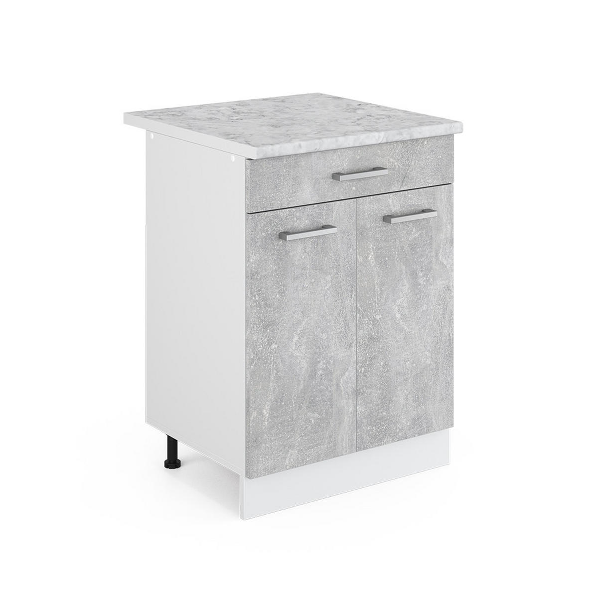 UNTERSCHRANK R-Line Beton 60 cm mit Schubladen - Schieferfarben/Weiß, Holzwerkstoff (60/81.6/60cm) - Vicco