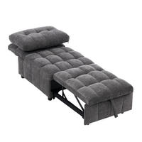 SCHLAFSESSEL, Stoff mit Ausziehfunktion & 3-fach verstellbarer Rückenlehne, 68/95/76 cm, Grau - Grau, Textil (68/76/95cm) - Redom