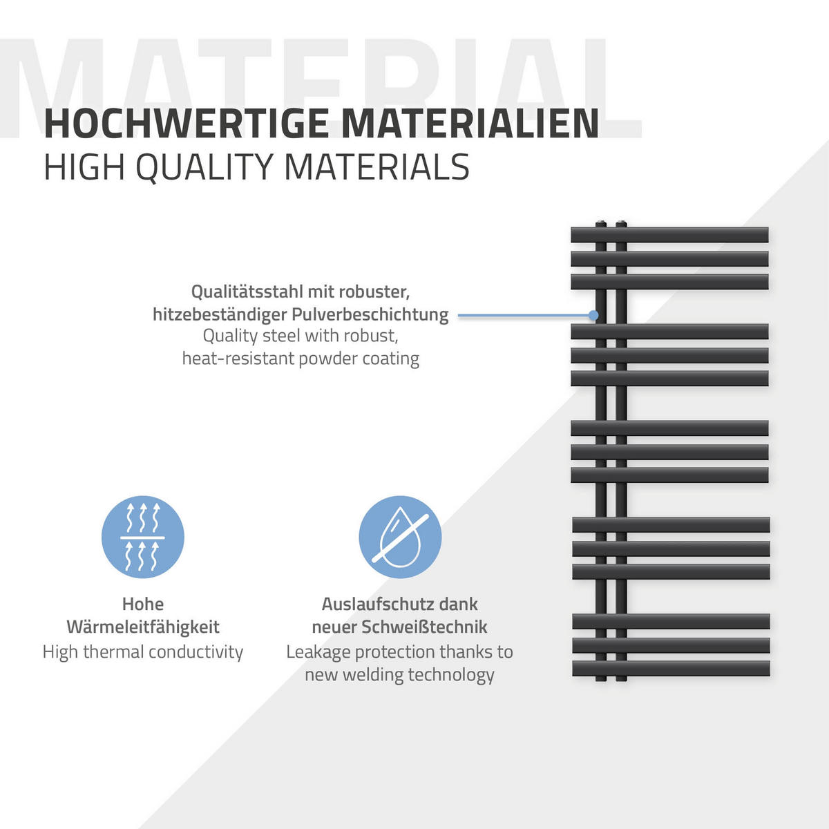 BADHEIZKÖRPER elektrisch Iron EM 500x1200 mm Anthrazit mit Heizstab 1200W - Anthrazit, Metall (50/120/3cm) - LuxeBath