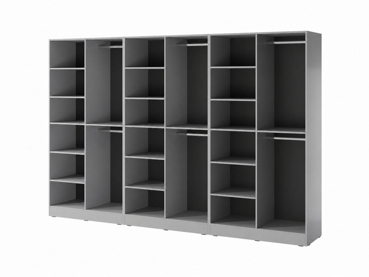 DREHTÜRENSCHRANK ATELIO 303/200/51 cm Modern Kleiderschrank 6-türig Grau - Grau, Holzwerkstoff (303/200/51cm) - MASSENO