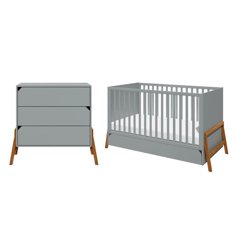 SOBA ZA BEBE 2-dijelni Sivi - siva, drvni materijal (161/90/75cm) - Petits-meubles