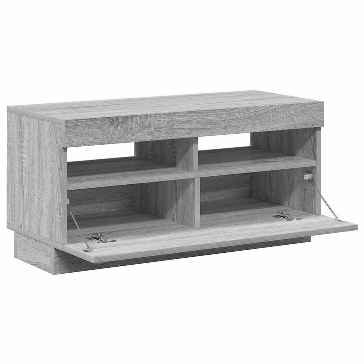 LOWBOARD mit Led-Leuchten 80/35/40 cm aus Holzwerkstoff in Grau Sonoma Dekor - Silbereichenfarben, Holz (80/40/35cm) - vidaXL