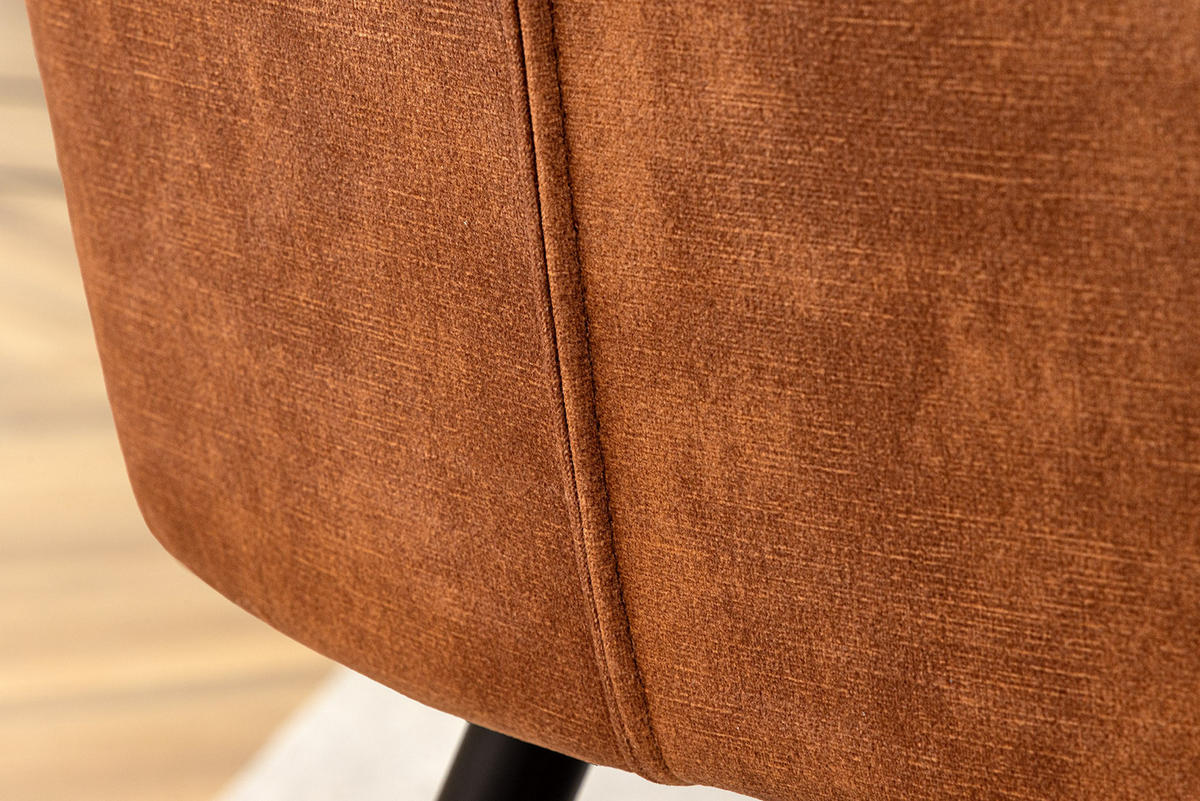 STUHL TURIN Samt Braun 85 cm - Cognac/Schwarz, Textil/Metall (60/84/61cm) - riess-ambiente