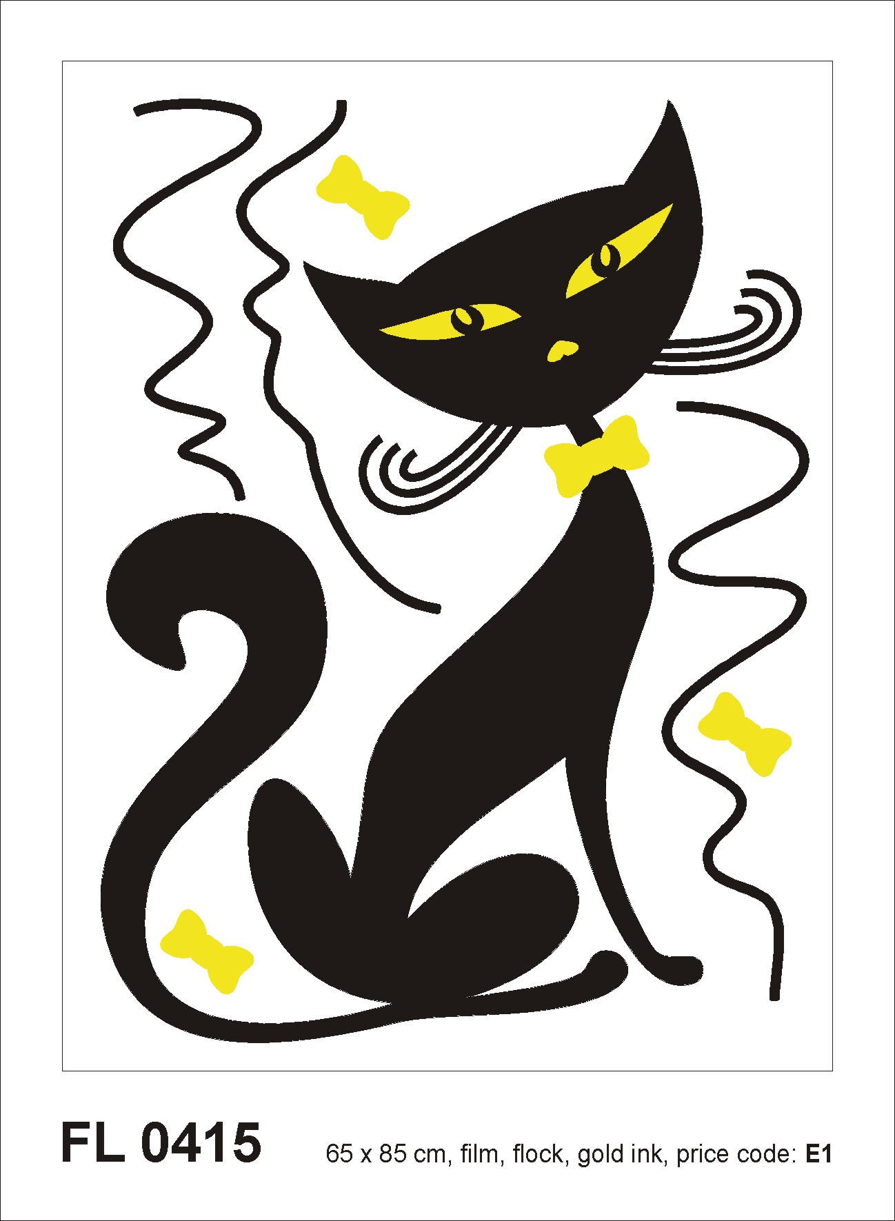 WANDTATTOO Katze 85 x 65 cm - Schwarz, Papier (85/65/65cm) - Sanders & Sanders