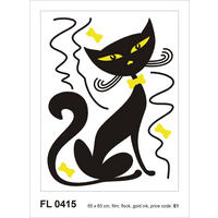 WANDTATTOO Katze 85 x 65 cm - Schwarz, Papier (85/65/65cm) - Sanders & Sanders