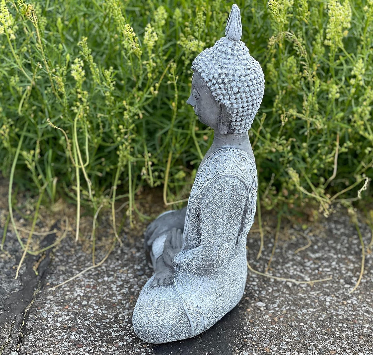 STEINFIGUR sitzender meditierender Shiva frostfest massiver Steinguss - Grau, Stein (18/28/14cm) - stoneandstyle