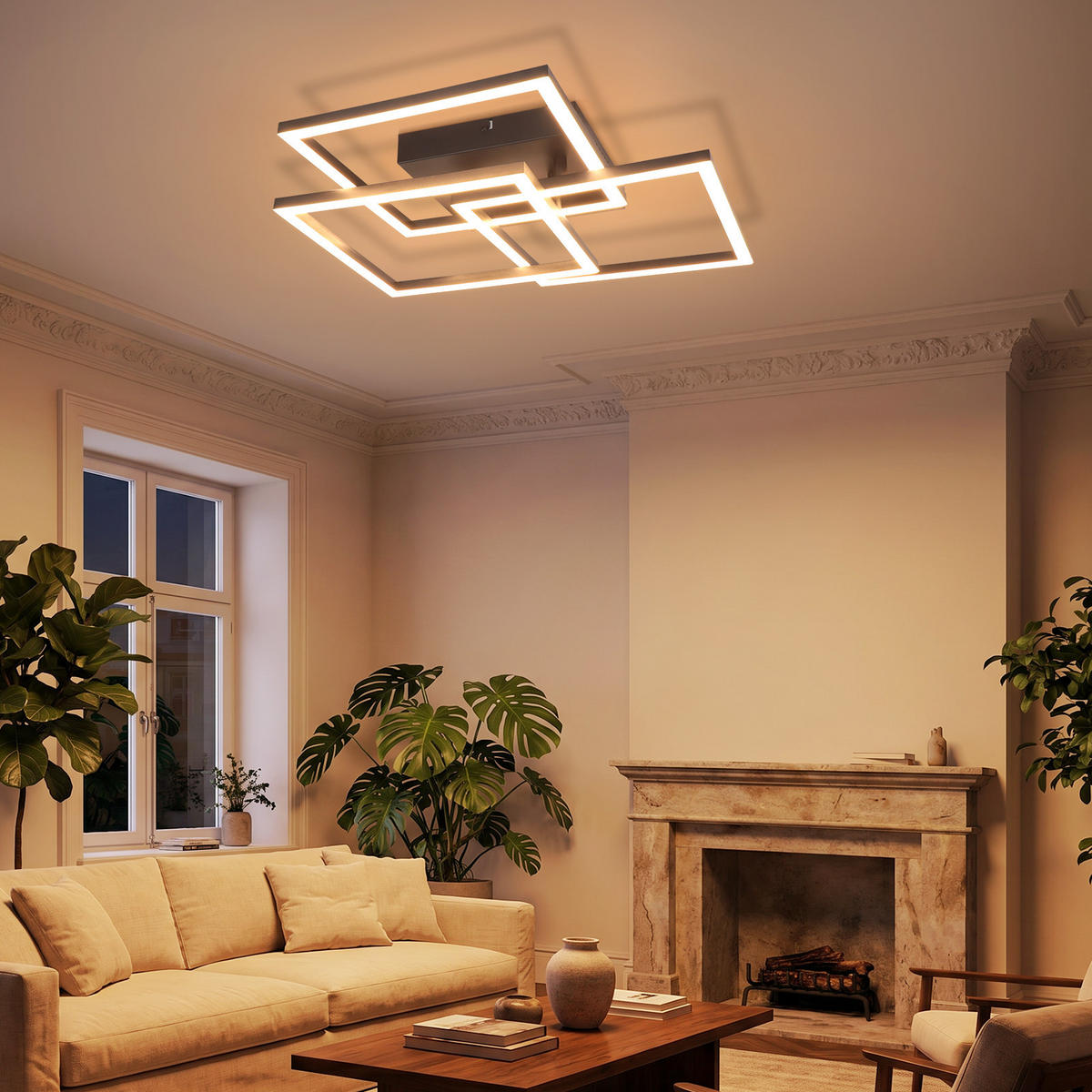 LED DECKENLEUCHTE Lysven 40/40/8.7 cm - Schwarz, Kunststoff (40/40/8.7cm) - ZMH