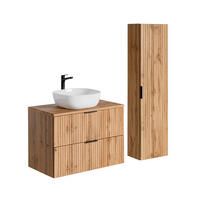 BADMÖBEL Adriel 2er-Set Holz in Eichenoptik - Braun, Holzwerkstoff (80.6/59/46cm) - Petits-meubles