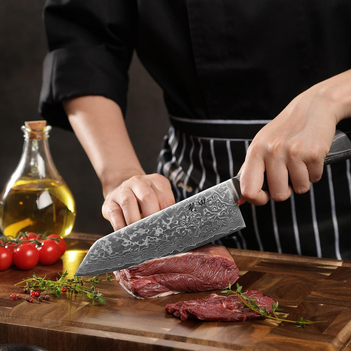 MESSERSET 3-TEILIG 9–17 cm - Dunkelgrau, Holz/Metall - Wakoli