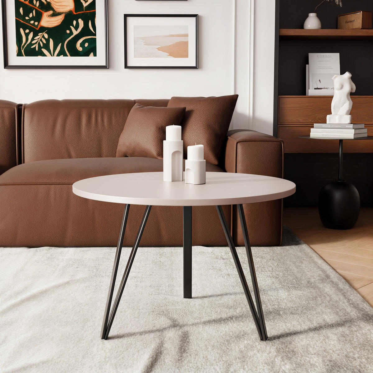 COUCHTISCH RIO mit kaschmirfarbener Tischplatte - Kaschmir, Holzwerkstoff (67/67/45cm) - Idohome