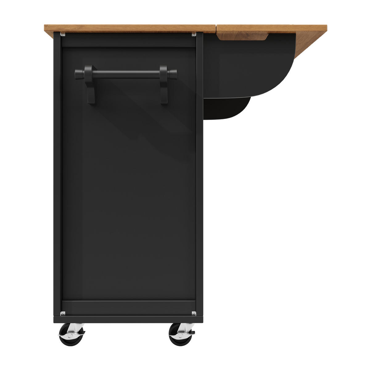 KÜCHENINSEL 137,9/92,5/73 cm Schwarz aus MDF und Metall mit Klapptisch - Schwarz, Holzwerkstoff (73/92.5/137.9cm) - OKMYHOME