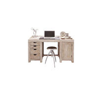 SCHREIBTISCH Akazie 150x75x78 white stone getüncht NATURE WHITE #70 - Beige, Holz (75/150/78cm) - Massivmoebel24