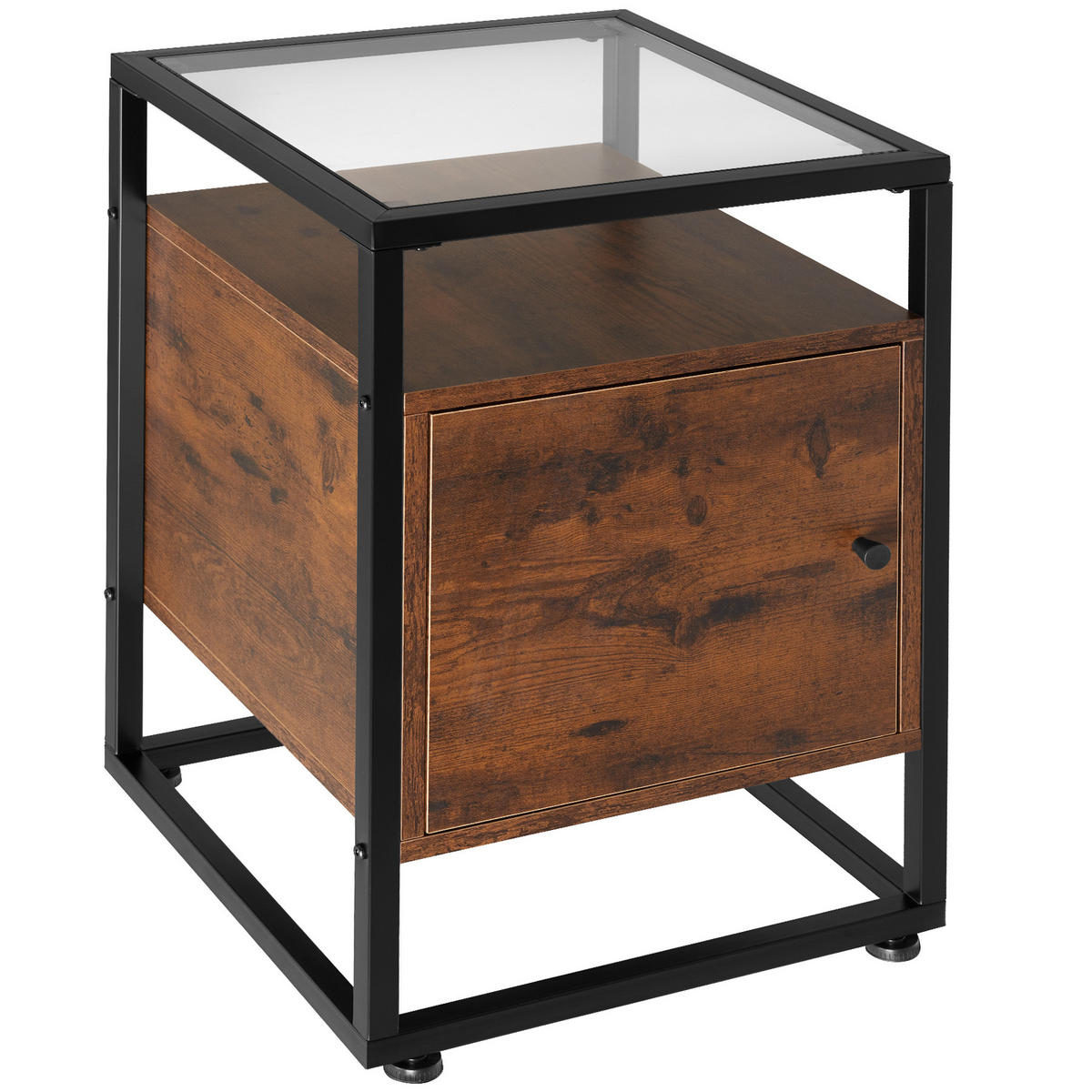 NACHTSCHRANK Dudley,40 x 43 x 60,5 cm,Industrial Holz dunkel, rustikal - Rostfarben, Holzwerkstoff (40/60.5/43cm) - tectake