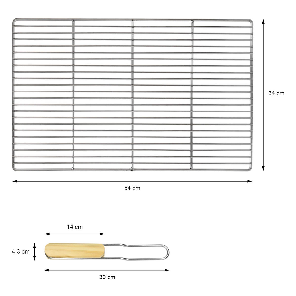 GRILLROST - Silberfarben, Metall (34/54cm) - BBQ Boss