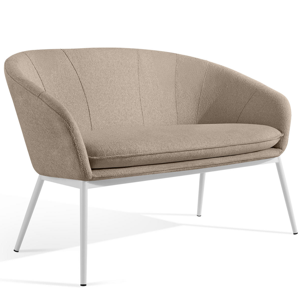 GARTENMÖBELSET SOLIS Gartenlounge-Set, hellbraun/weiß - Hellbraun, Textil/Metall - KONSIMO®