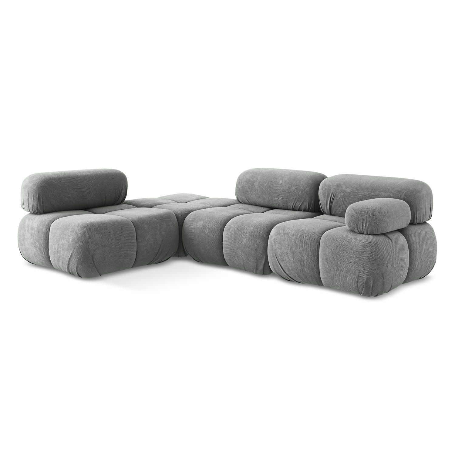 ECKSOFA Links Chenille Stoff Grau - Blau/Schwarz, Kunststoff/Textil (190/285cm) - LaMiaSofa