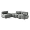 ECKSOFA Links Chenille Stoff Grau - Blau/Schwarz, Kunststoff/Textil (190/285cm) - LaMiaSofa