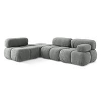 ECKSOFA Links Chenille Stoff Grau - Blau/Schwarz, Kunststoff/Textil (190/285cm) - LaMiaSofa