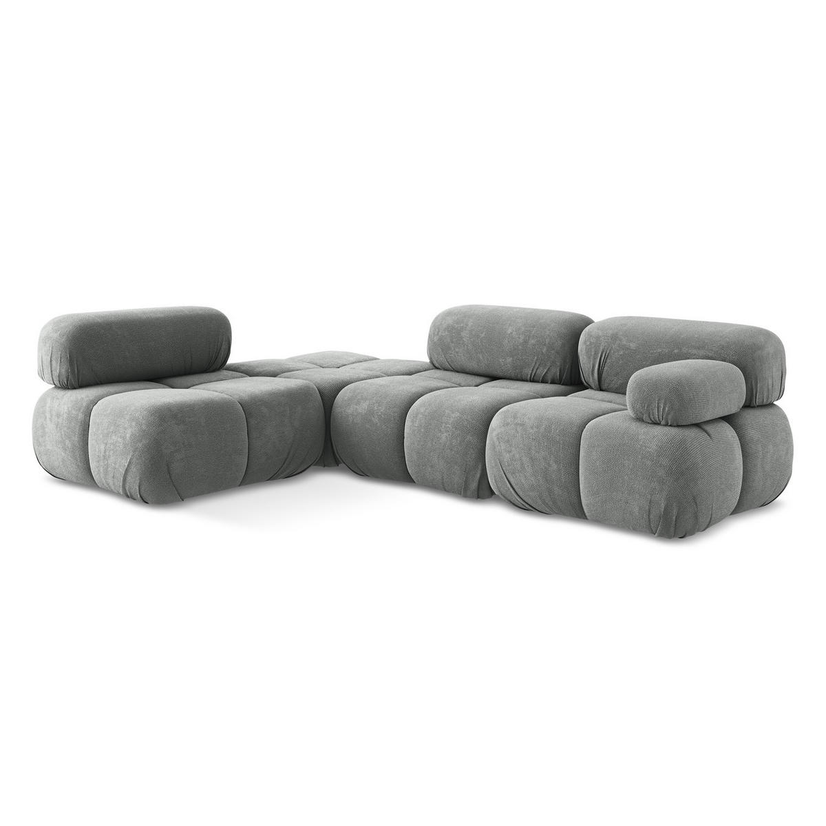ECKSOFA Links Chenille Stoff Grau - Blau/Schwarz, Kunststoff/Textil (190/285cm) - LaMiaSofa