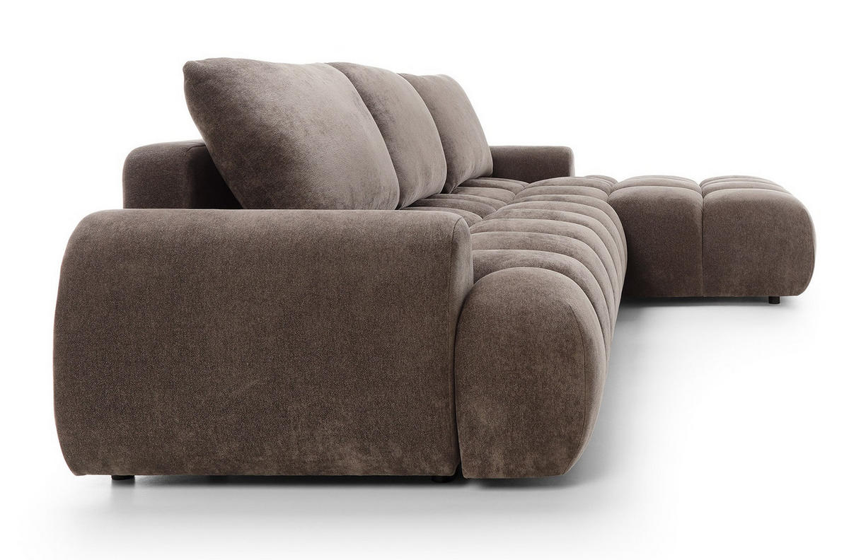 ECKSOFA 340 cm Valerio II, Schlaffunktion, Bettkasten, Rechts, Braun - Braun, Holz (177/340cm) - Emporius