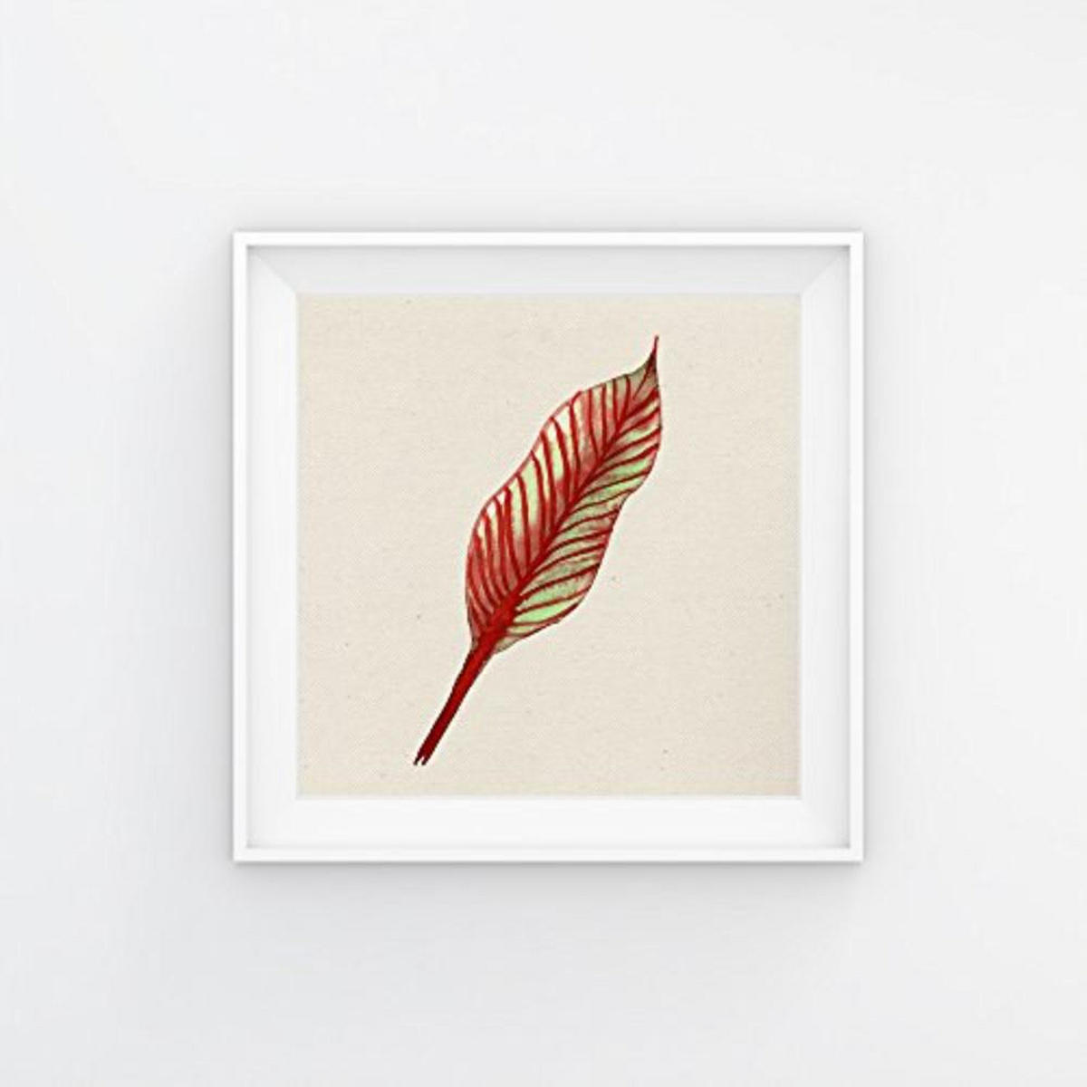 POSTER Set mit 4 Bunte Roten Blättern 15x15 cm Schwarzer Rahmen - Schwarz, Papier (15/3cm) - Nacnic