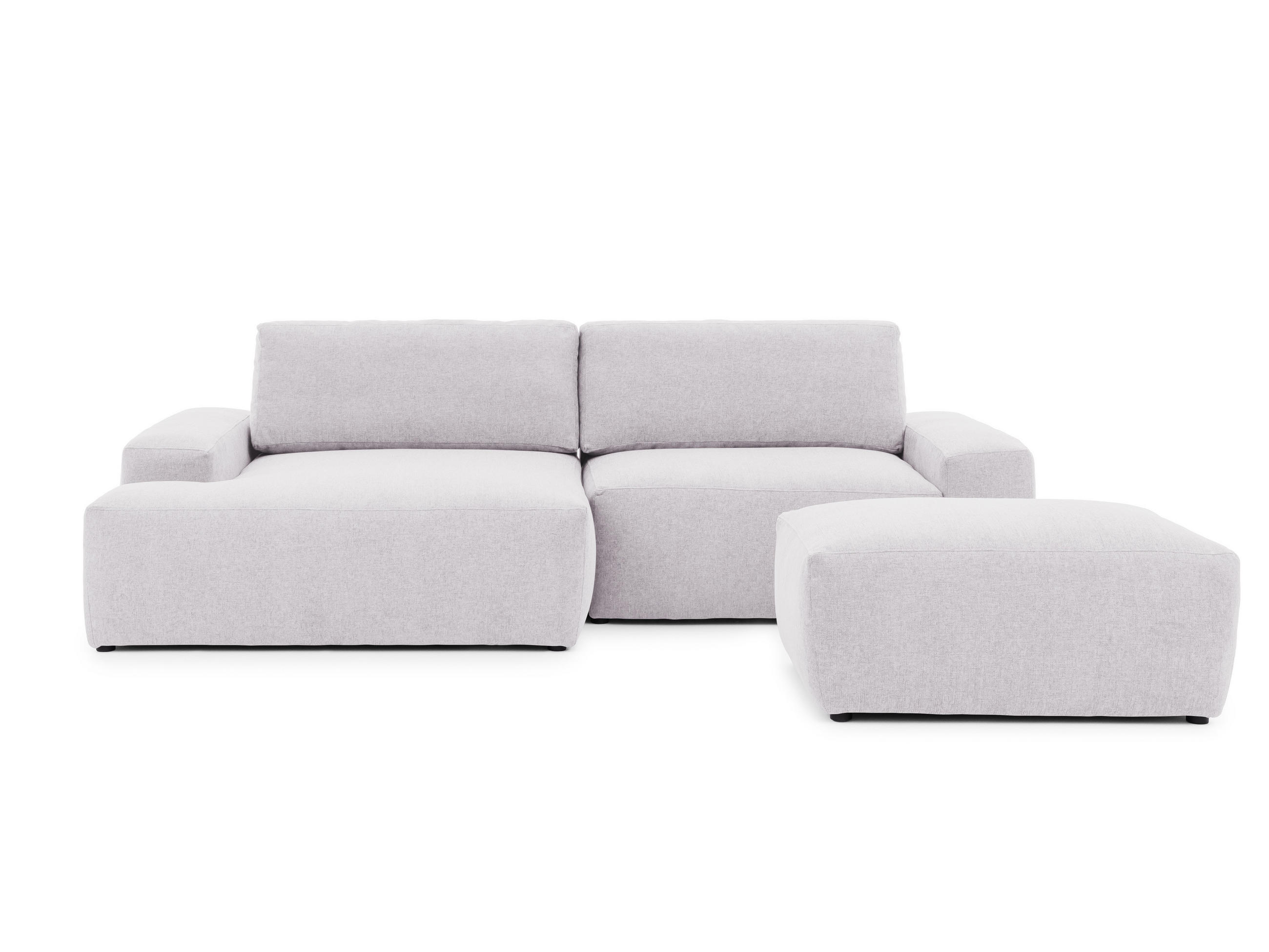 ECKSOFA inkl. Hocker Lennon aus Greige Strukturstoff mit Schlaffunktion und Bettkasten - Greige/Schwarz, Holz/Kunststoff (137/264cm) - S-Style