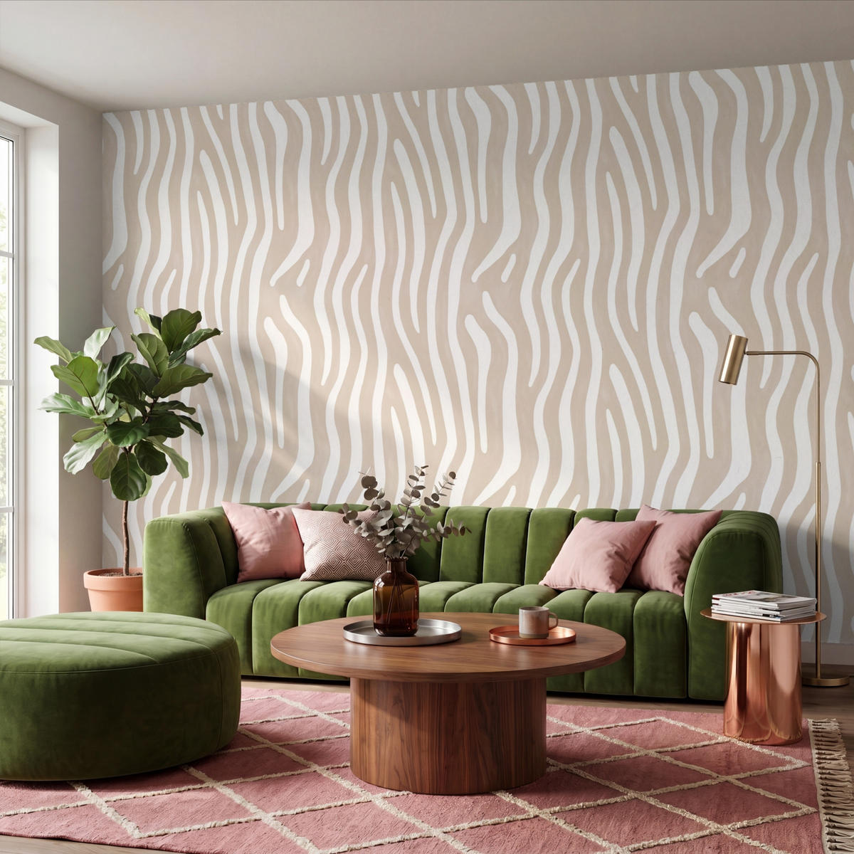 TAPETE - Abstrakt - Zebra - Beige - 400x280 cm - Beige, Papier (400/280cm) - OnlyWow