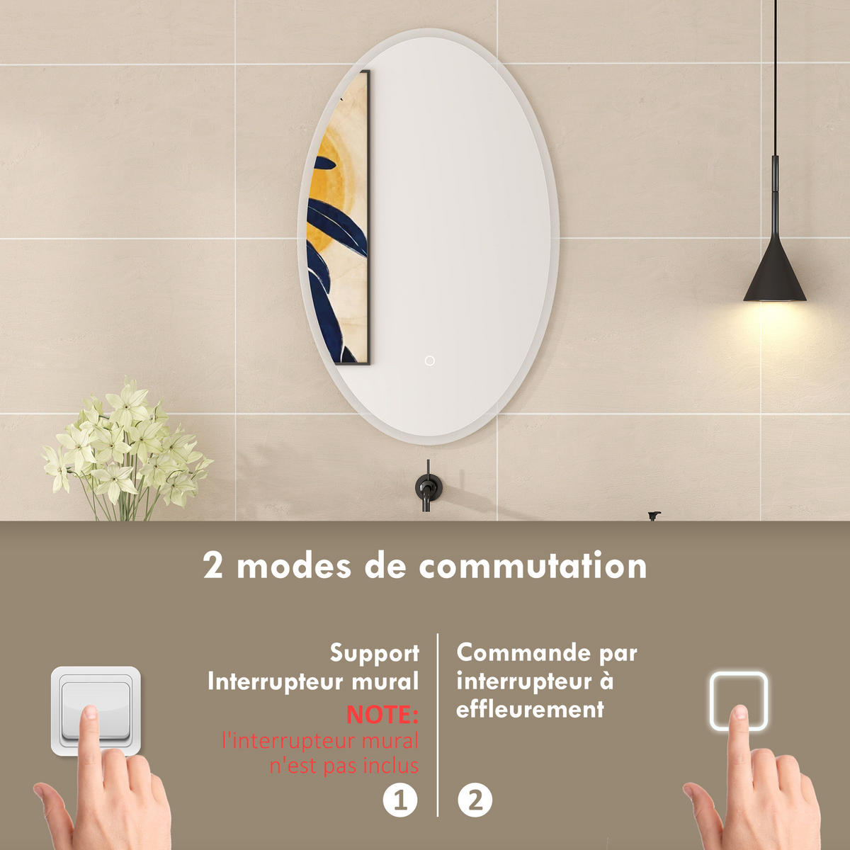 BADEZIMMERSPIEGEL DE-15191 mit 3 Farben und Antibeschlag Silber - Transparent, Glas (4/80/50cm) - ComfortXL